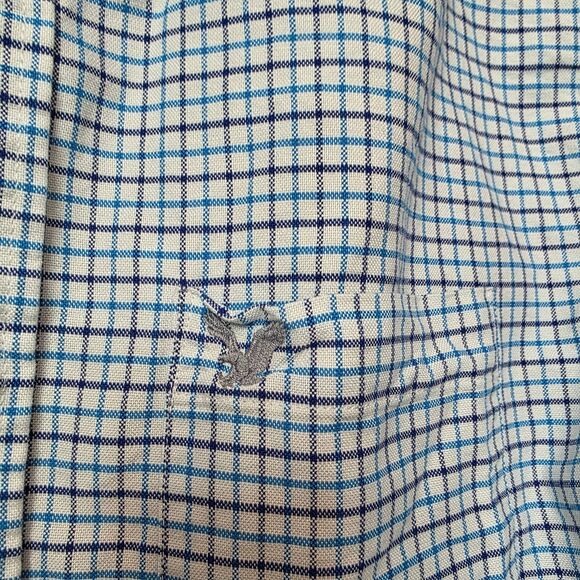 American Eagle Button Up Checked Shirt Size Xl Classic Fit Long Sleeve Blue - Picture 7 of 10